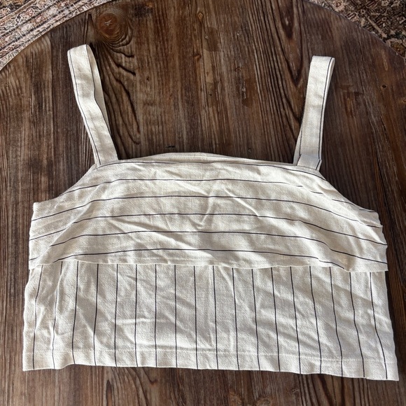 Ave les Filles Striped Cream Women's Crop Top Size Large New Without Tags - Picture 1 of 4